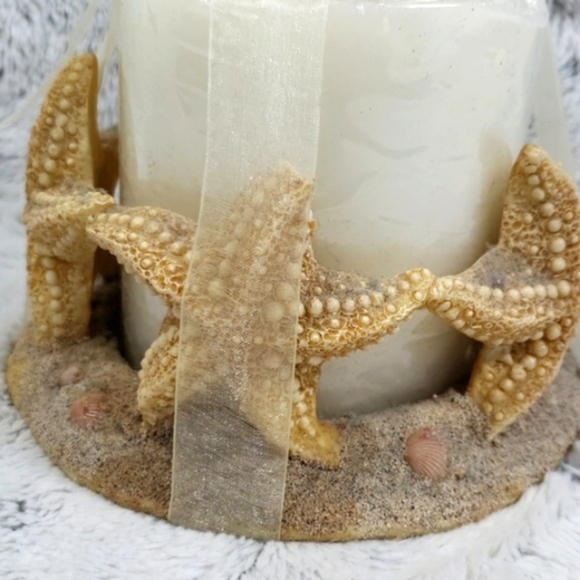 Vintage Beautiful Candleholder /5 Starfishes With Big Wight Big Candle - Picture 4 of 10